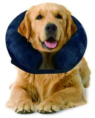 Guler protectie gonflabil, S, pentru caini si pisici, material moale, circumferinta gat 15-25 cm