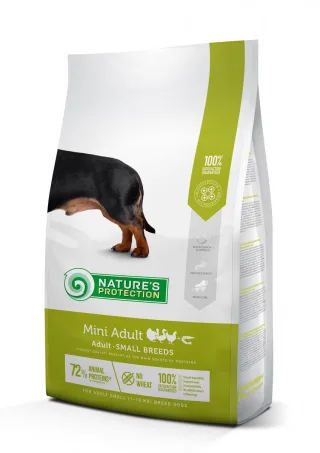 Nature's Protection Mini Adult, pui, hrana uscata pentru caini adulti de talie mica, 2 kg