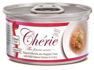 Cherie Adult Cat Grain Free Mix Fulgi de Ton cu Somon Salbatic in Sos