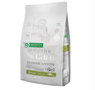 Nature's Protection Superior Care White Dogs Grain Free, peste alb, hrana uscata pentru caini juniori de talie mica, 3 kg (2 x 1.5 kg)