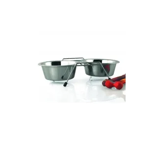 Suport inox cu 2 castroane x 0,25 litri
