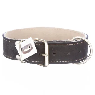 Zgarda din piele, neagra, grosime dubla, 4 cm x 60 cm