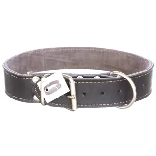Zgarda din piele, neagra, grosime dubla, 4 cm x 80 cm