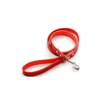 Lesa din piele, rosie, pentru caini de talie mare, lungime 1,2 m, latime 25 mm