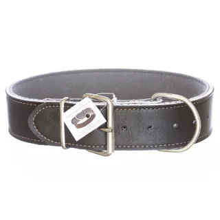 Zgarda din piele, neagra, grosime dubla, 5 cm x 80 cm
