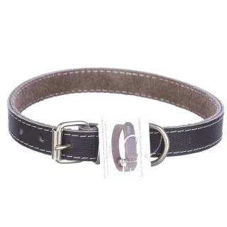 Zgarda din piele, neagra, pentru caini de talie medie, 2 cm x 45 cm