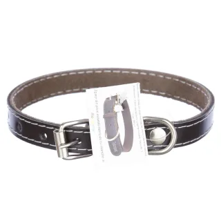 Zgarda din piele, neagra, pentru caini de talie mica, 1.5 cm x 35 cm