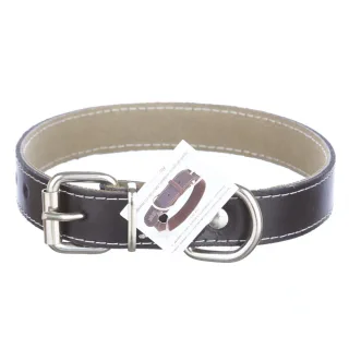 Zgarda din piele, neagra, pentru caini de talie mica si medie, 2.3 cm x 50 cm