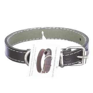Zgarda din piele, neagra, pentru caini de talie mica, 1,4 cm x 30 cm
