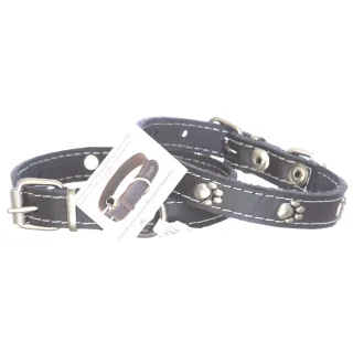 Zgarda din piele, neagra, cu strasuri, 1,4 cm x 30 cm, nr 0