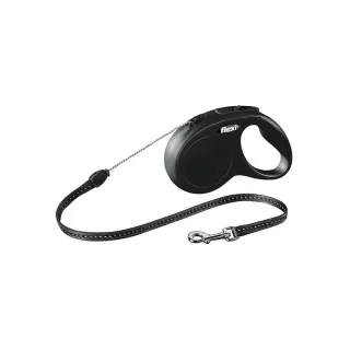 Lesa retractabila Flexi, neagra, pentru caini cu greutate de pana la 12 kg, lungime 5 m