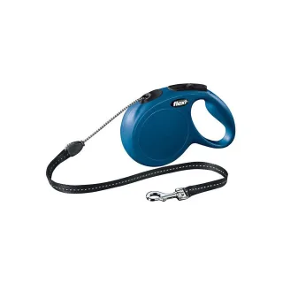 Lesa retractabila Flexi, albastra, pentru caini cu greutate de pana la 12 kg, lungime 5 m