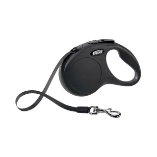 Lesa retractabila Flexi, neagra, pentru caini cu greutate de pana la 12 kg, lungime 3 m