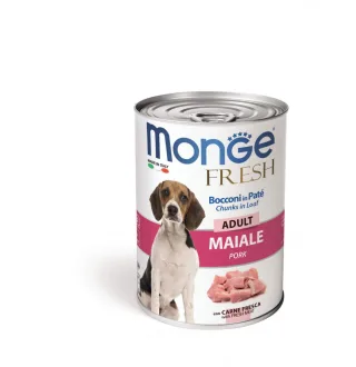 Monge Fresh Chunks Adult - Hrana umeda super-premium - Porc - Pachet 4 X 400 gr