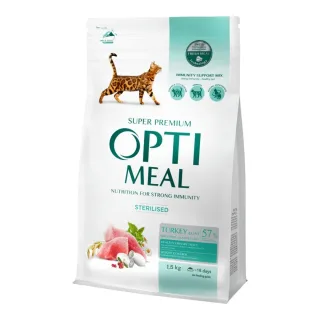 Optimeal Cat Sterilised - Hrana uscata super-premium - Curcan si Ovaz - 1.5kg