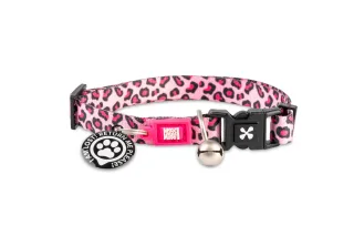 Zgarda inteligentă pentru pisici cu încuietoare de siguranță și sistem QR pentru localizare Max & Molly Smart ID, Leopard Pink