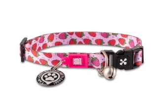 Zgarda inteligentă pentru pisici cu încuietoare de siguranță și sistem QR pentru localizare Max & Molly Smart ID, Strawberry Dream