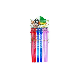 Zgarda caini, rosie, cu strasuri albe, 1 cm x 30 cm
