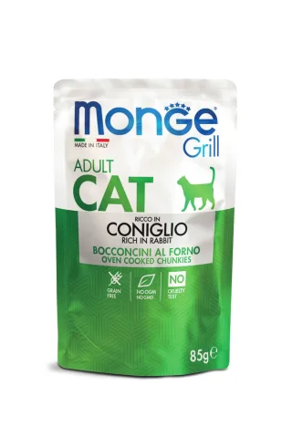 Monge Grill Chunkies Cat - Hrana umeda super-premium - Iepure - 85g