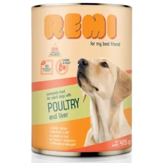 Hrana umeda pentru caini Remi Dog Pasare&Ficat 1250 gr