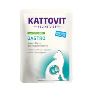 Hrana umeda pentru pisici Kattovit Feline Diet Gastro cu Curcan si Orez 85 gr