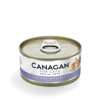 CANAGAN, Pui și Rață, conservă hrană umedă fără cereale pisici junior & adult, (în suc propriu), 75g