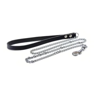 Lesa pentru caini Enjoy din metal, argintie, lungime 0.9 m, pentru caini de talie medie si mare