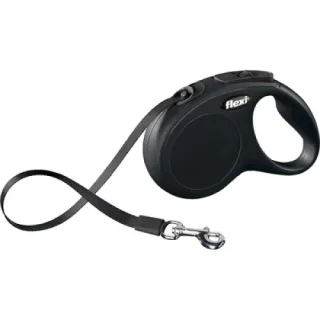 Lesa retractabila pentru caini, neagra, lungime 5 m, pentru caini cu greutate de pana la 50 kg