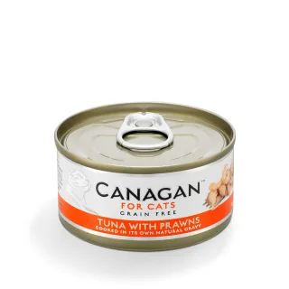 CANAGAN, Ton și Creveți, conservă hrană umedă fără cereale pisici junior & adult, (în suc propriu), 75g