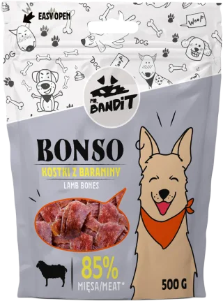 Recompense pentru caini Mr. Bandit BONSO, oase de miel, 500g