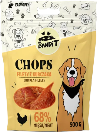 Recompense pentru caini Mr. Bandit CHOPS, pui, 500g