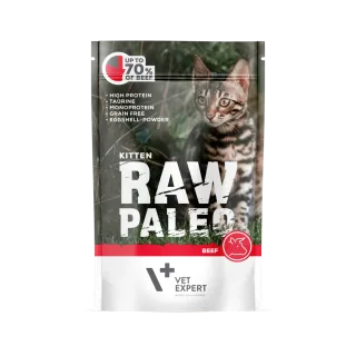 Hrana umeda pentru pisici, RAW PALEO KITTEN, carne de vita,100 g
