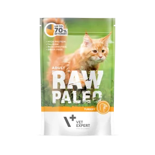 Hrana umeda pentru pisici, RAW PALEO CAT, adult, carne de curcan, 100 g