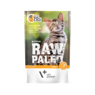 Hrana umeda pentru pisici, RAW PALEO KITTEN, carne de curcan, 100 g