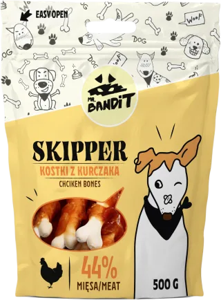 Recompense pentru caini Mr. Bandit SKIPPER, ase de pui, 500g
