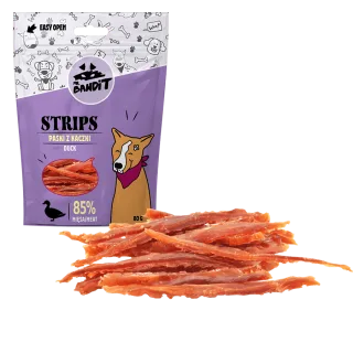 Recompense pentru caini Mr. Bandit STRIPS, rata, 80 g