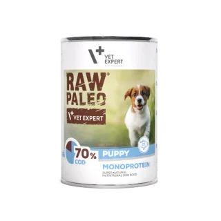 Hrana umeda pentru caini, puppy, RAW PALEO, cod, 400 g