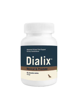 Supliment alimentar pentru consolidarea muschiilor vezicii urinare si pentru functionarea optima la animalele geriatrice și masculi necastrati, DIALIX Vesical & Prostate, VetNova, 45 comprimate