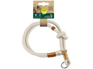 Zgarda pentru caini Eco M-Pets, alba, ajustabila, 0.6 cm x 35 cm