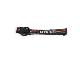 Zgarda caini M-Pets, negru cu portocaliu, ajustabila, marime M