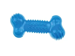 Os din cauciuc cu sfoara, FUNBONE M-PETS, albastru, 18x8x5 cm