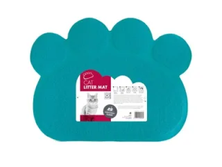 Covoras pentru litiera pentru pisici, forma labuta, M-PETS, turcoaz, 60x45 cm