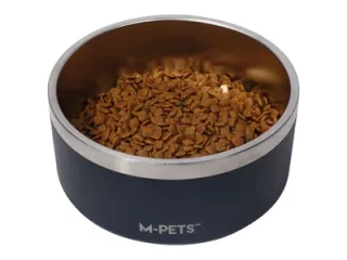 Castron negru pentru caini, premium, otel inoxidabil, Double Wall Bowl ESKIMO M-PETS, 2 L