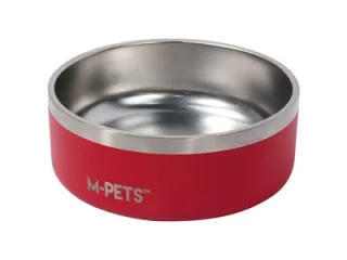 Castron rosu, premium, otel inoxidabil, Double Wall Bowl ESKIMO M-PETS, 1.25 L