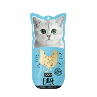 Recompense lichde pentru pisici Kit Cat Fillet Fresh, pui si peste afumat, 30g