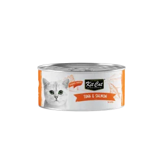 Hrana umeda pentru pisici, Kit Cat, Ton fără Oase & Topping de Somon, 80g