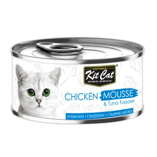 Hrana umeda pentru pisici, Kit Cat Mousse de Pui cu Topping de Ton 80g
