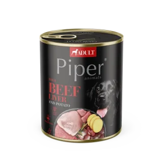 Hrana umeda pentru caini PIPER DOG, ficat de vita si cartof, 800g