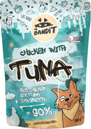 Hrană umedă pentru câini Mr. Bandit DuoProtein, pui și ton,380g