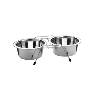 Suport inox cu 2 castroane x 0,40 litri